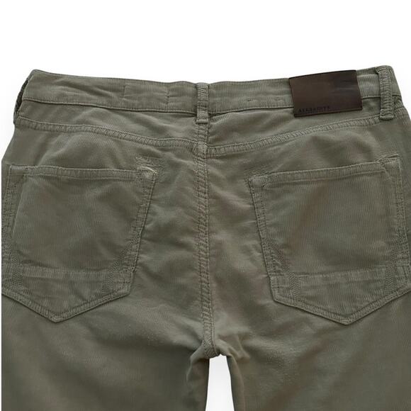 ALLSAINTS Button Fly Corduroy Pants REWORKED Trousers Beige Tan Slim Flat Front - Picture 6 of 11